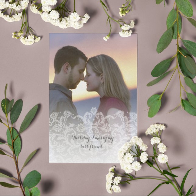 Foto Casamento Vintage Heirloom Damask Convites (Criador carregado)