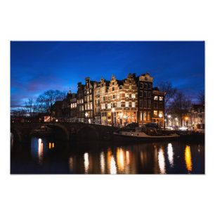 Foto Casas do canal de Amsterdão na noite