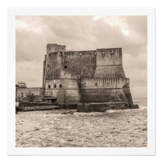Foto Castel dell'Ovo matizado em sépia