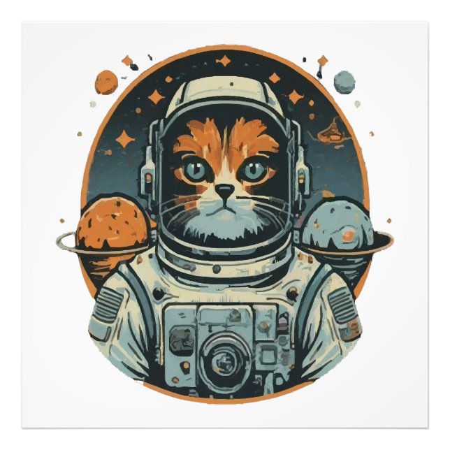 Foto Cat-astronauta em Asteroides (Frente)