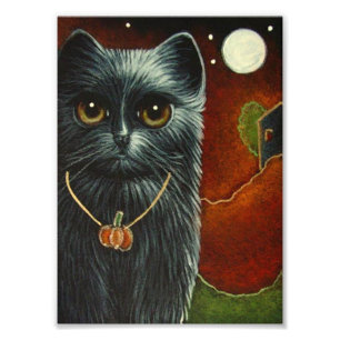 Foto CAT PRETO do DIA DAS BRUXAS com IMPRESSÃO do