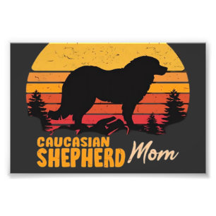 Foto Caucasian Shepherd Dog Mãe Vintage Retro Clássico 