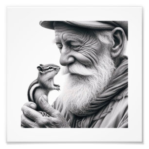 Foto Cavaleiro: Homem Idoso com Arte de Parede Chipmunk