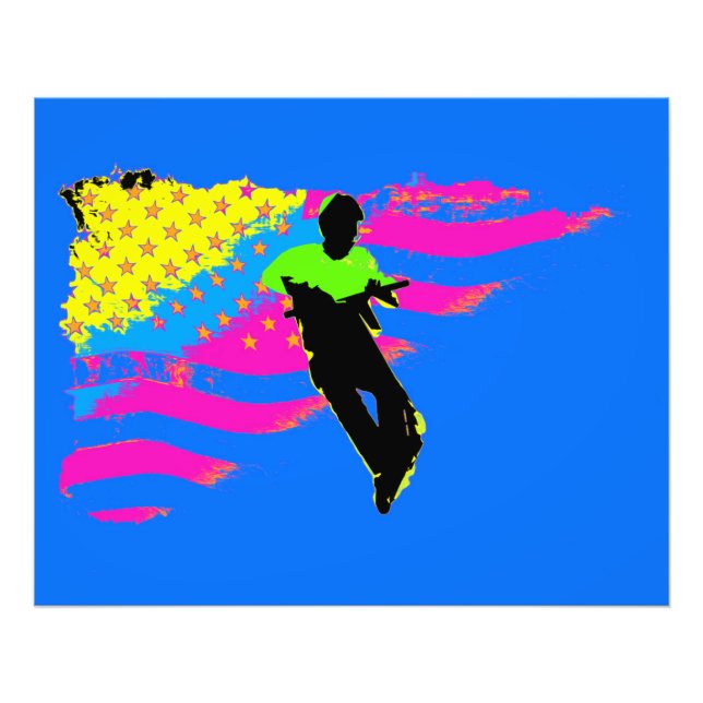 Foto Cavaleiro Patinete Patriótico e Trabalho de arte d (Frente)