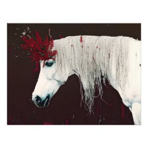Foto Cavalo Branco Flores Vermelhas