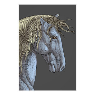 Foto Cavalo Cinza Majestoso com Crina Fluindo
