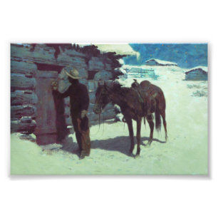 Foto Cavalo e Cowboy Neve de Inverno