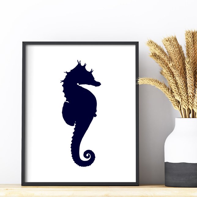 Foto Cavalo-marinho azul escuro (Dark Blue Seahorse Photo Print)