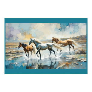 Foto Cavalos selvagens aquarela