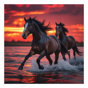Foto Cavalos Selvagens por Baixo de um Céu Fiery