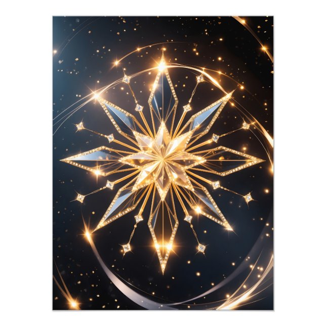 Foto Celestial Radiance – Golden Starburst Glow Poster (Frente)