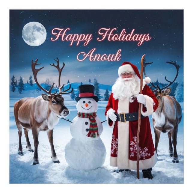 Foto Cena de Natal Clássica com Papais noeis, Snowman (Frente)