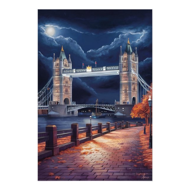 Foto Cena noturna de Londres impressionante com torre i (Frente)