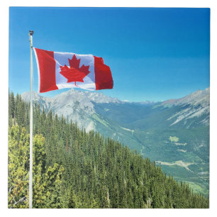 Foto cêntrica com bandeira canadense