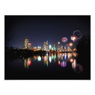 Foto Centro Austin Texas Night Skyline Fireworks