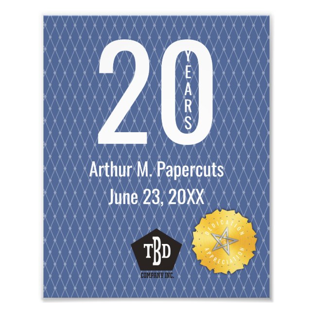 Foto Certificado de aniversário de 20 anos do marco do  (Frente)