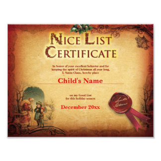 Foto Certificado de Lista Nice de Papais noeis Vintage
