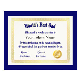 Foto Certificado de Melhor Pai do Mundo Engraçado Moder