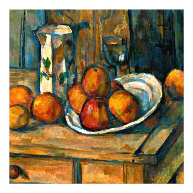 Foto Cezanne - Natureza-morta com Jarro de Leite e Frut (Frente)