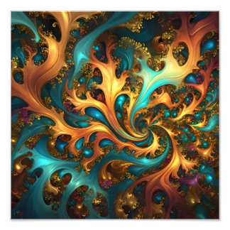 Foto Chama de Cor: Teal, Dourada, dança Fractal Laranja