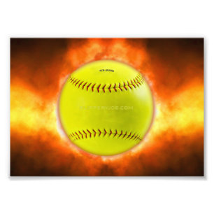 Foto Chamas de bola de fogo de softball amarelo do Slip