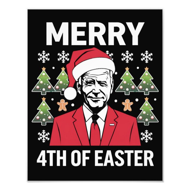 Foto Chapéu de Natal de Joe Biden Merry 4 de Páscoa  (Frente)