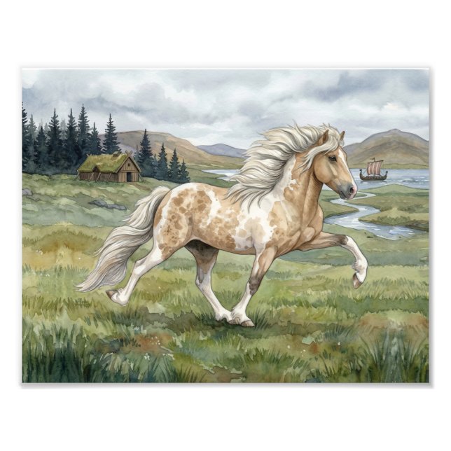 Foto Charismatic Pinto Icelandic Mare watercolor (Frente)