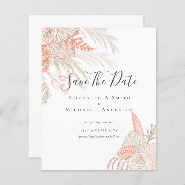 Foto CHEAP Salvar Datas PAMPAS GRASS Terracotta (Frente/Verso)