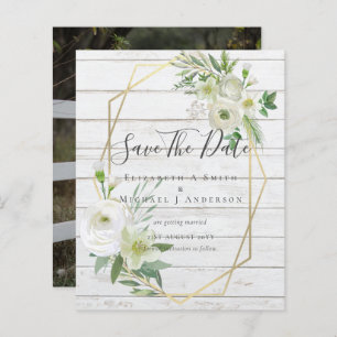 Foto CHEAP Salvar Datas White Floral Folha Verde F