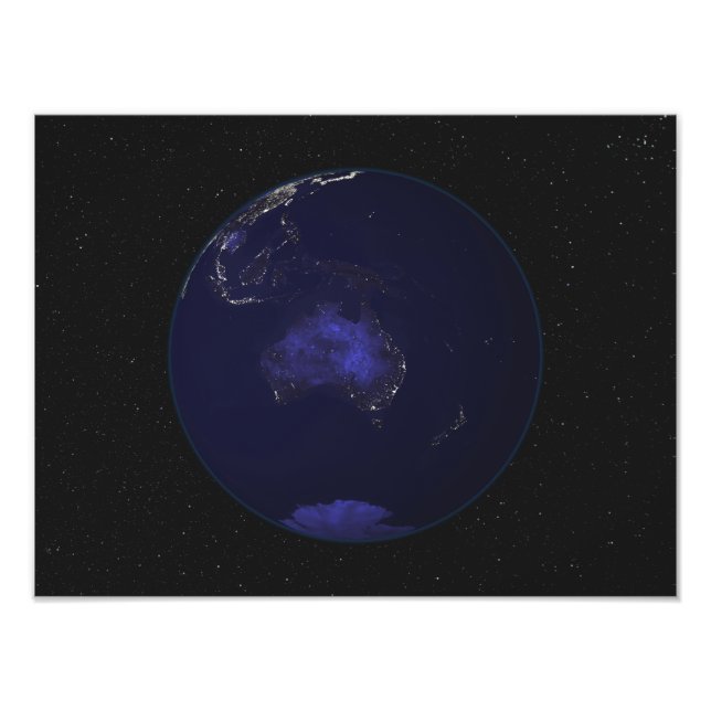 Foto Cheio Terra à noite mostrando luzes da cidade 2 (Frente)