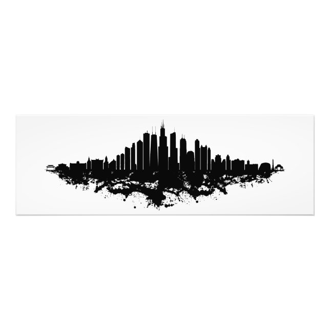 Foto Chicago City Skyline Watercolor Black and White (Frente)