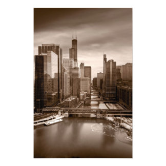 Foto Chicago City View Tarde BW
