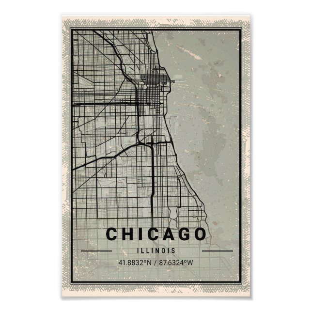 Foto chicago map print poster canvas | illinois (Frente)
