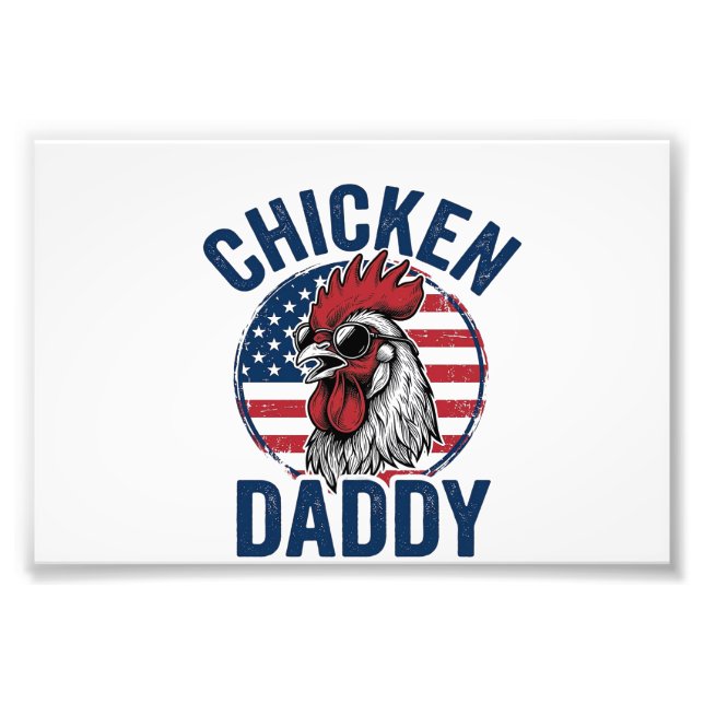 Foto Chicken Daddy Rooster Vintage Patriotic Shirt Desi (Frente)