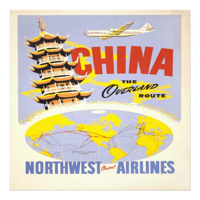 Foto China, rota terrestre Northwest Orient Airline (Frente)
