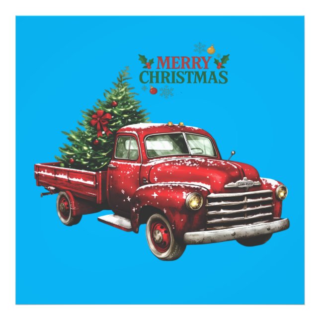 Foto christmas, red, truck, vintage, (Frente)