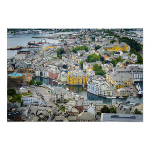Foto Cidade Alesund de Nouveau da arte, impressão da
