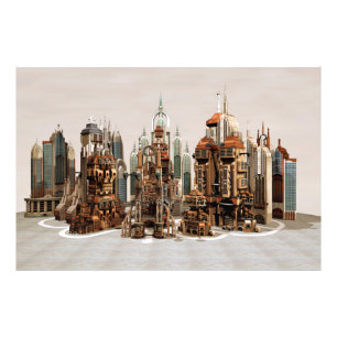 Foto Cidade de Fantasia Futurista Arte de Horizonte de