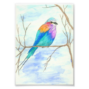 Foto Cilindro Rupido Lilac Art Bird Watercolor em Árvo