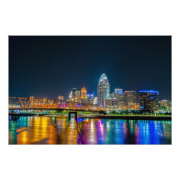Foto Cincinnati Ohio Night Skyline - Impressão de Fotog