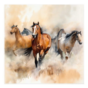 Foto “Cinco Mustangs Selvagens” Aquarela Ocidental Empo