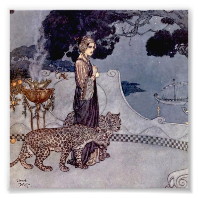 Foto “Circe Com Leopardos” por Edmund Dulac (Frente)