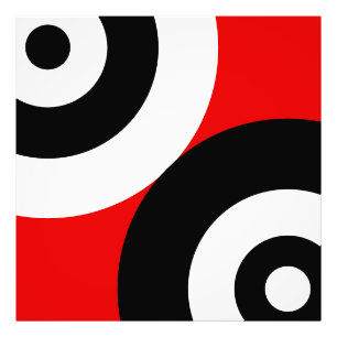 Foto Círculos Abstratos Preto e Branco sobre Vermelho