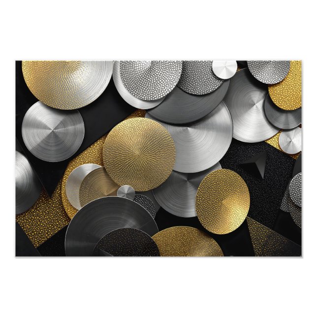 Foto Círculos Geométricos Modernos em Dourado e Prata (Frente)
