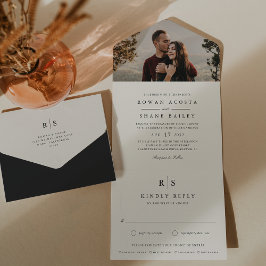 Foto Clássica de Casamento Preto & Ecru Monograma