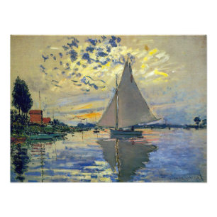 Foto Claude Monet - Barco à vela em Le Petit-Gennevilli