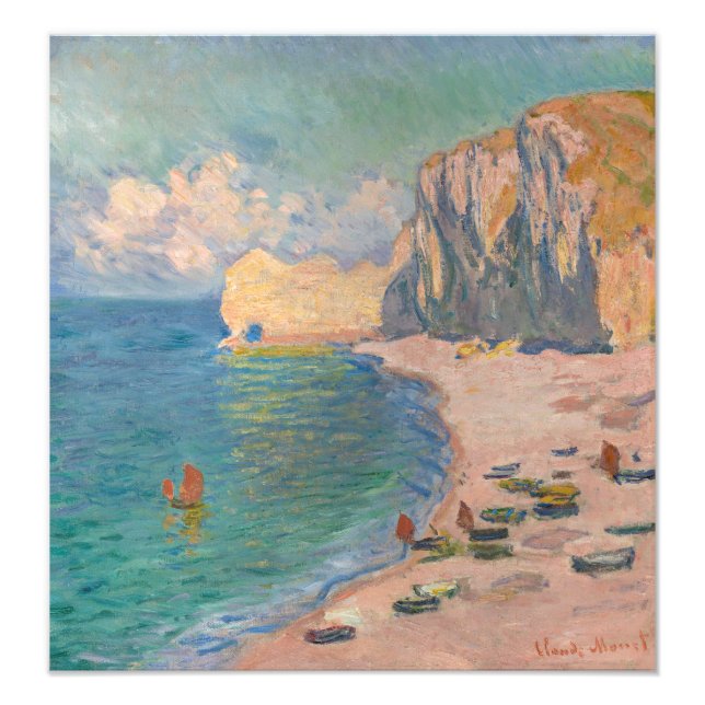 Foto Claude Monet - Etretat: Praia e Falaise d'Amont (Frente)