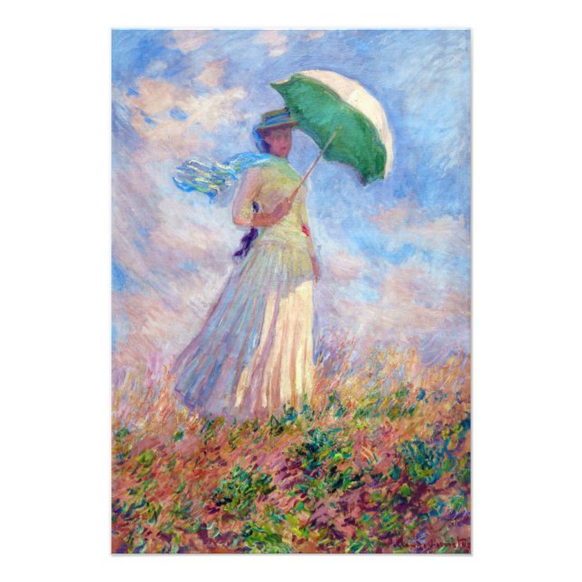 Foto Claude Monet - Mulher com Parasol virada para a di (Frente)