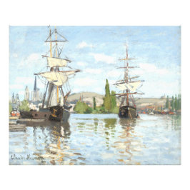 Foto Claude Monet. Navios a voar no Sena em Rouen