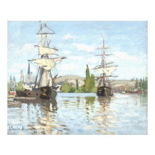 Foto Claude Monet. Navios Navegando no Sena em Rouen